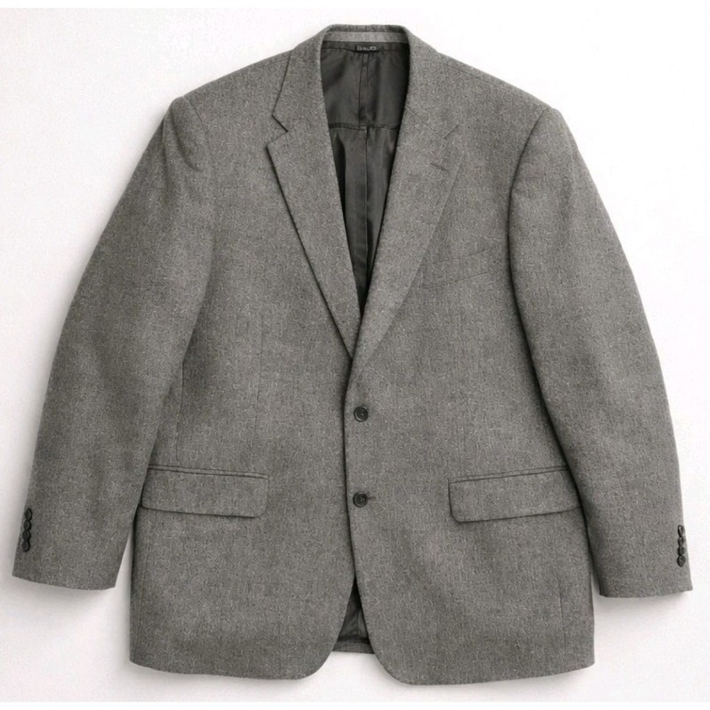 Bill Bass Sport Coat Men 44L Gray 100% Camelhair Blazer Classic Two Button Lined